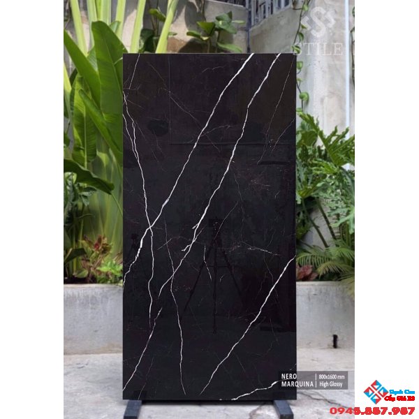 Gạch ấn độ 80x160 đen vân trắng