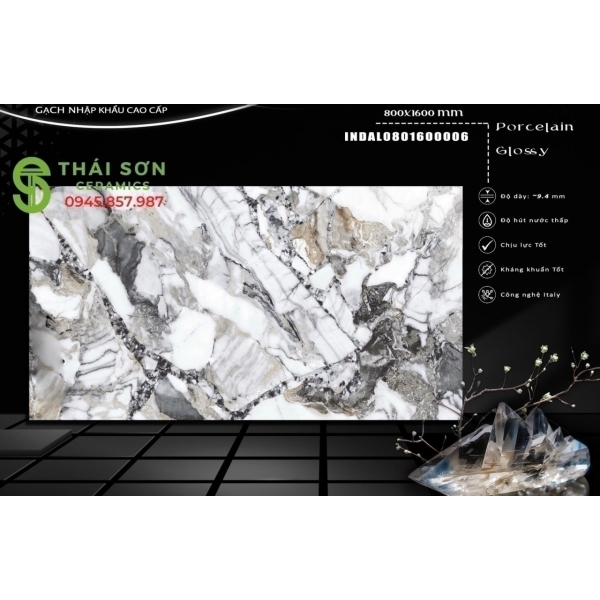 Gạch ấn độ đá bóng kiếng vân đá cao cấp 80x160