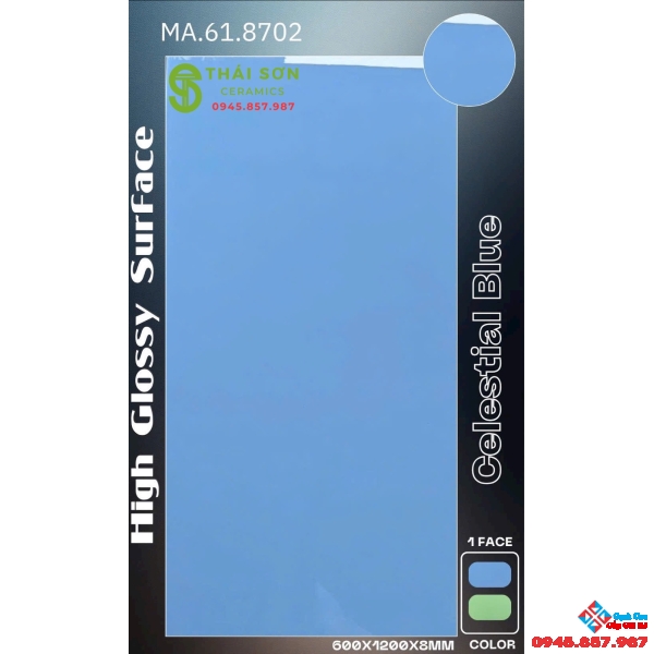 Gạch apodio siêu bóng 60x120 đơn sắc màu xanh nước biển