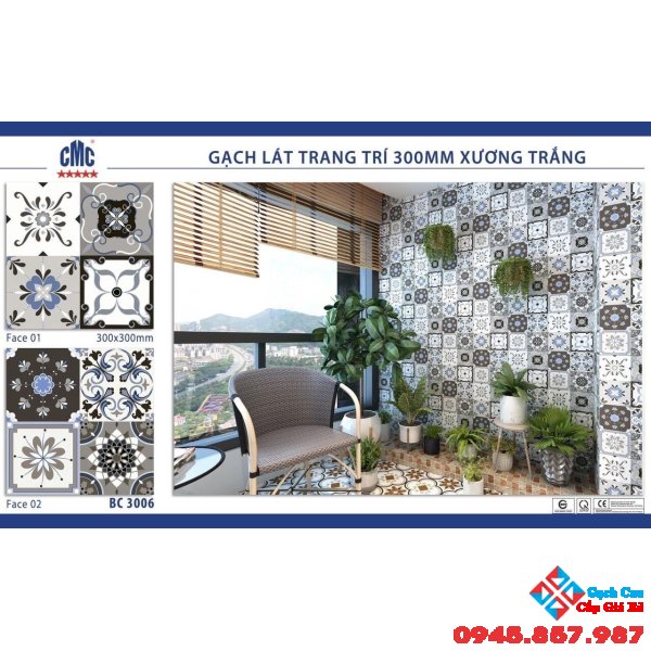 Gạch bông cổ trang trí 30x30 ốp lát toilet