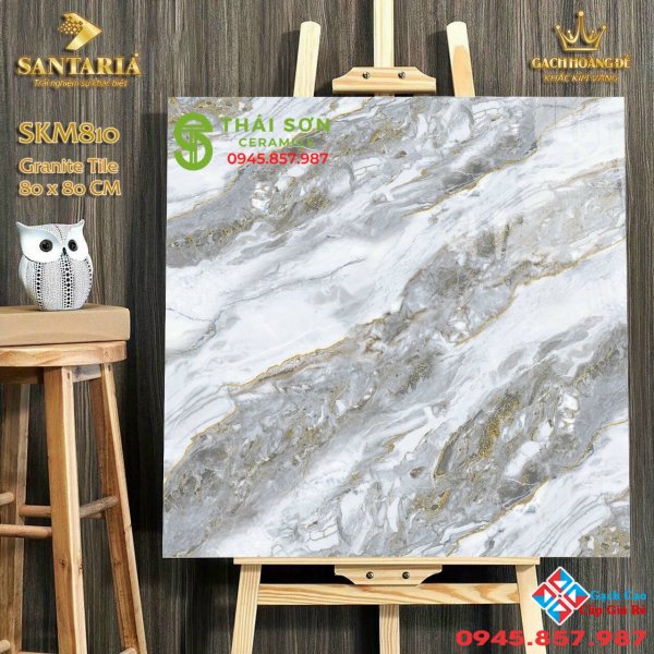 Gạch khắc kim nhũ vàng 80x80 cao cấp Hóc môn