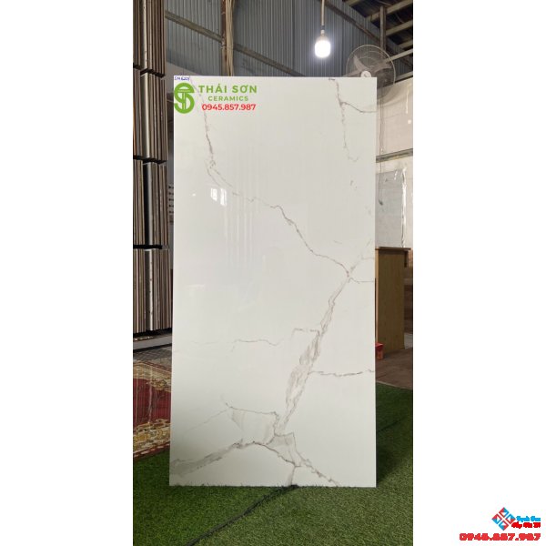 Gạch lát nền trắng mây bóng kiếng ấn độ 60x120 cao cấp