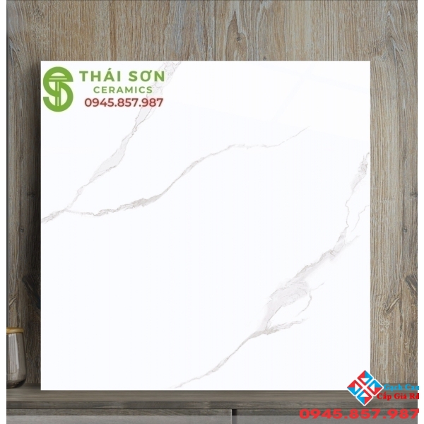 Gạch Catalan Xsmart 80x80 lát nền bóng kiếng trắng vân mây