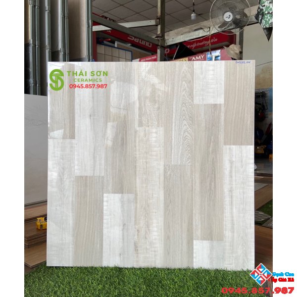 Gạch lát nền vân gỗ ghép 80x80 tông sáng đẹp