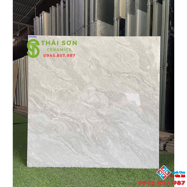 Gạch catalan xmart 80x80 bóng kiếng lát nền vân mây xám