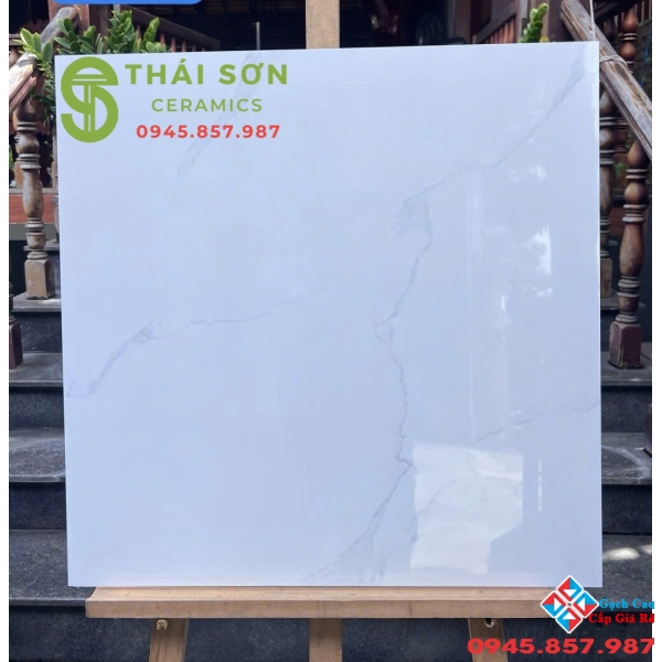 Gạch lát nền vicenza 80x80 bóng kiếng màu trắng vân mây