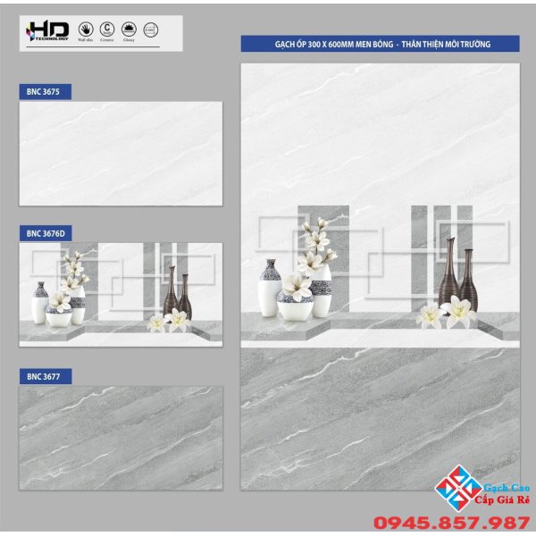 Gạch ốp tường bộ men bóng 300x600 giá rẻ trà vinh