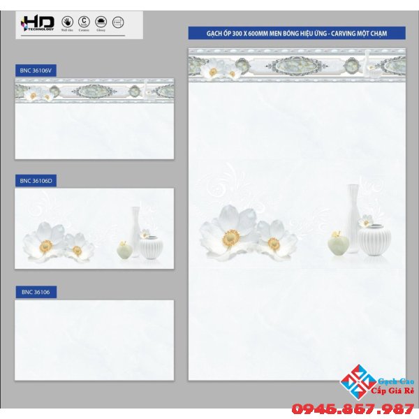 Gạch ốp tường men bóng 30x60 giá rẻ tại thành phố Bến Tre