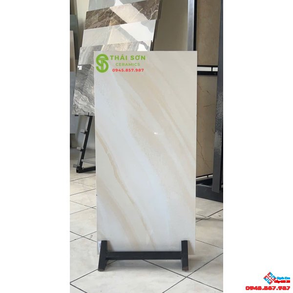 Gạch ốp tường 40x80 trung quốc màu vàng kem vân đá