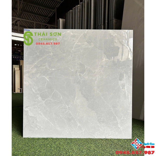 Gạch Takao bóng kính 80x80 lát nền vân đá marble ghi xám