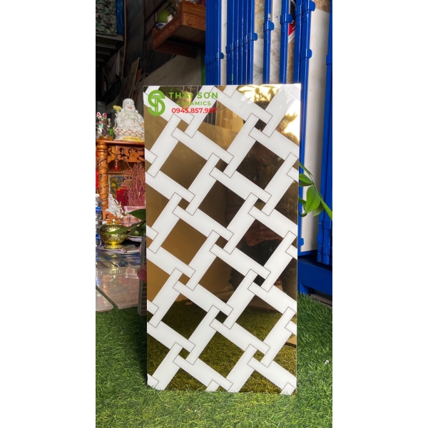 Gạch điểm nhũ vàng 30x60 khắc kim vàng ốp tường trang trí