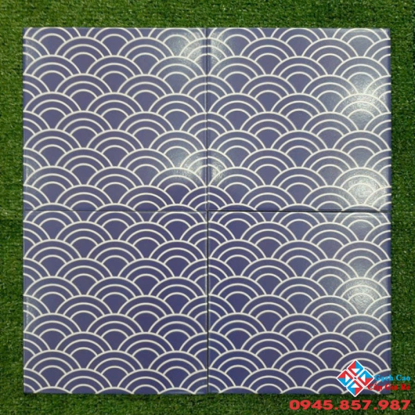 Gạch bông nhập khẩu 20x20 màu xanh biển họa tiết vảy cá