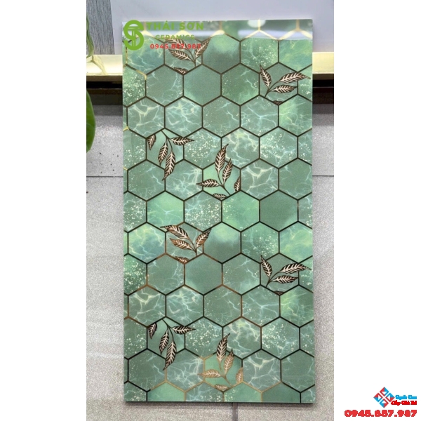 Gạch màu xanh trung quốc 30x60 họa tiết hình lục giác