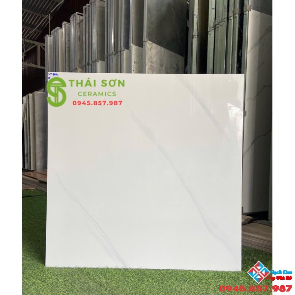 Gạch 80x80 vitto lát nền bóng kiếng màu trắng vân