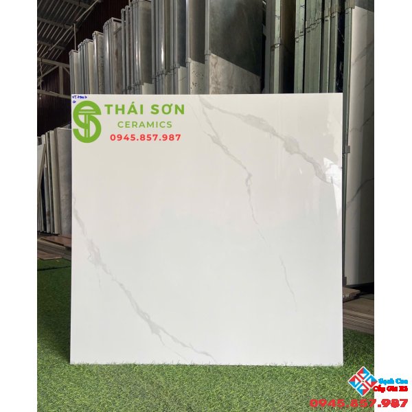 Gạch lát nền vitto 80x80 trắng vân xám bóng kiếng