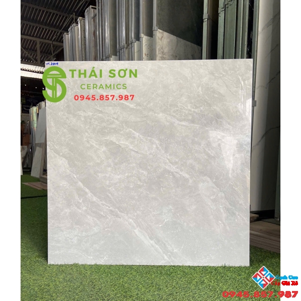Gạch lát nền phòng bếp 80x80 vitto vân mây xám  bóng kiếng 