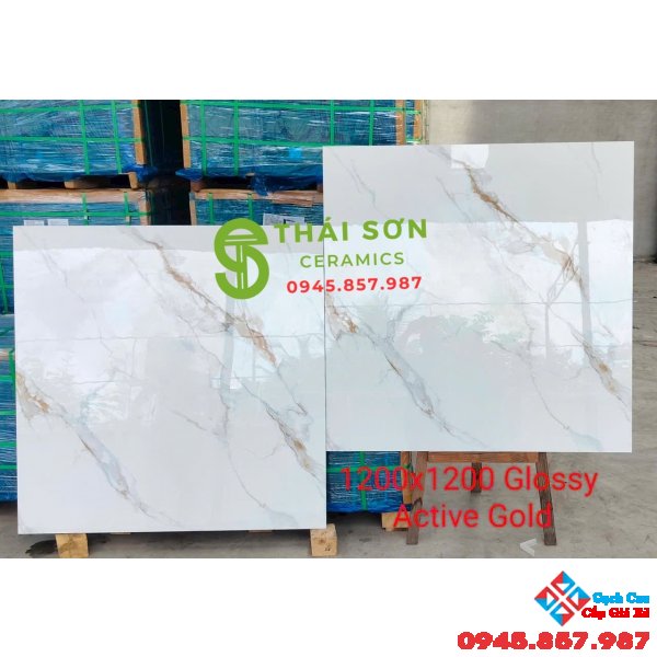 Gạch lát nền 120x120 ấn độ lát nền vân trắng vàng kim
