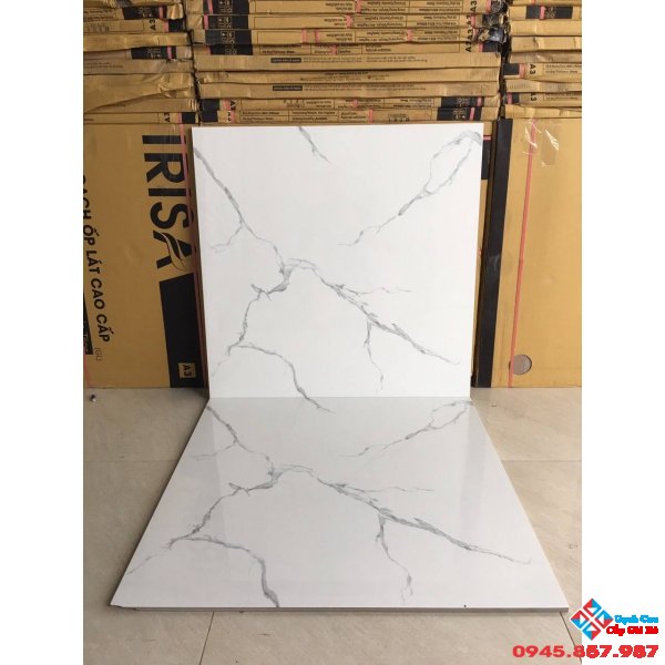 Đá bóng kiếng 80x80 trắng vân mây á mỹ