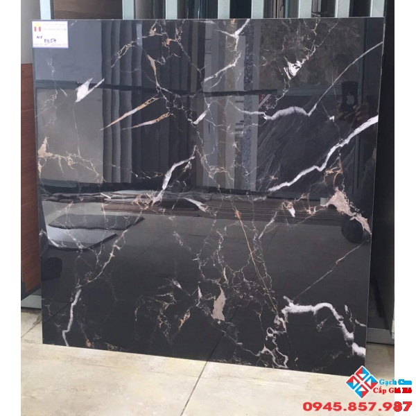Gạch lát nền 80x80 đen vân trắng 8957