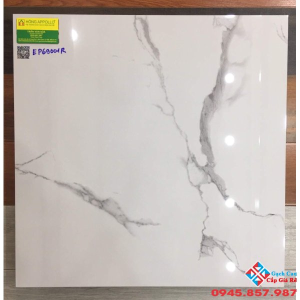 Đá bóng kiếng lát nền 60x60 trắng vân mây ý mỹ
